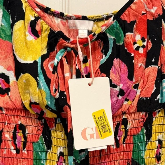 GB girls Floral Spaghetti Strap Dress in Black, Red, Yellow, Green - Picture 2 of 4